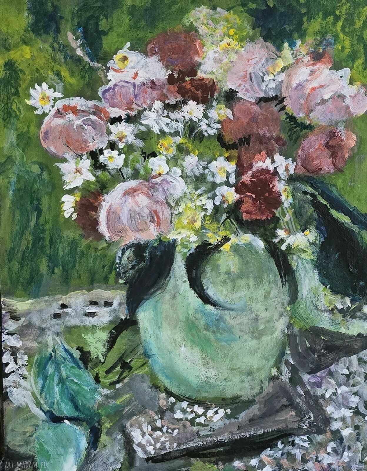 Piwonie - obraz akrylowy na płótnie 30x40x1 cm sygnowany