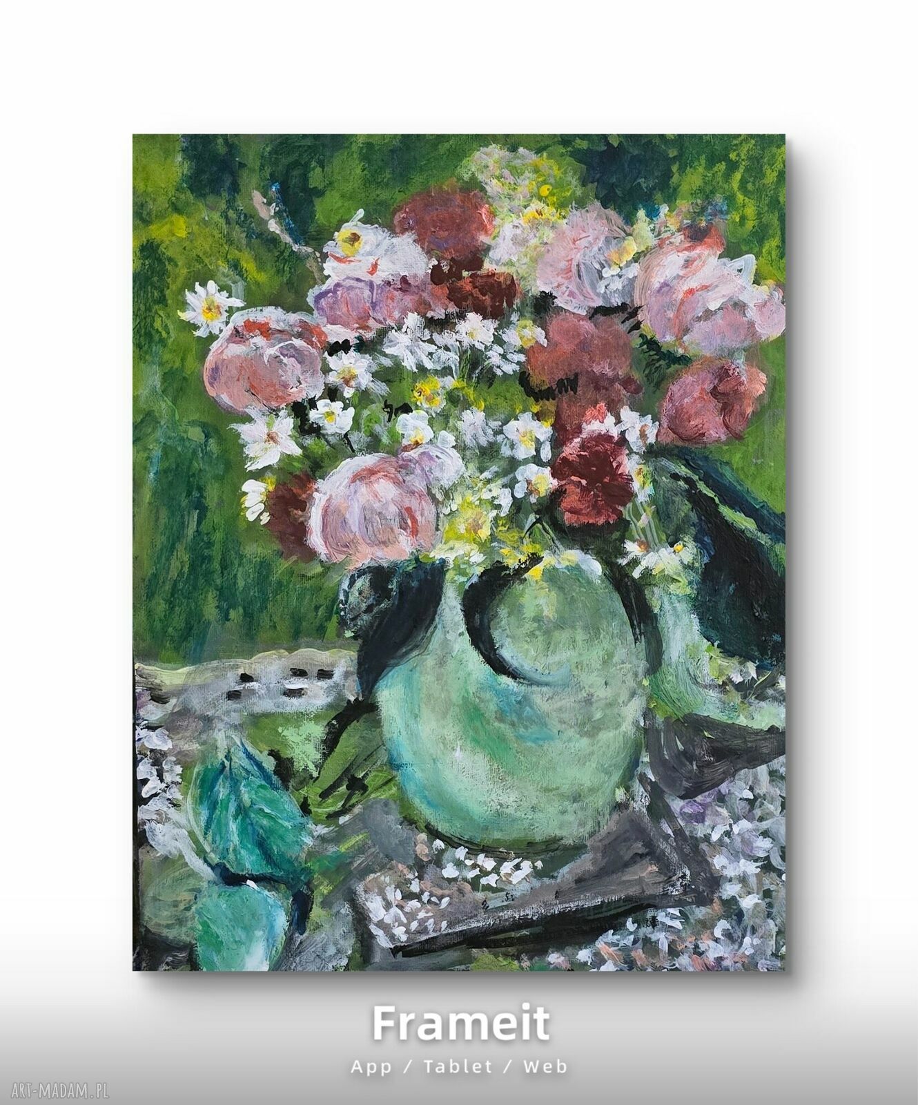 Piwonie - obraz akrylowy na płótnie 30x40x1 cm (sygnowany)