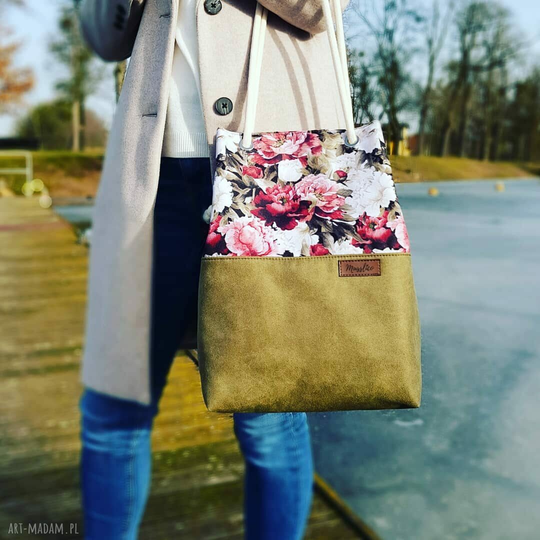 Torebka piwonie i khaki