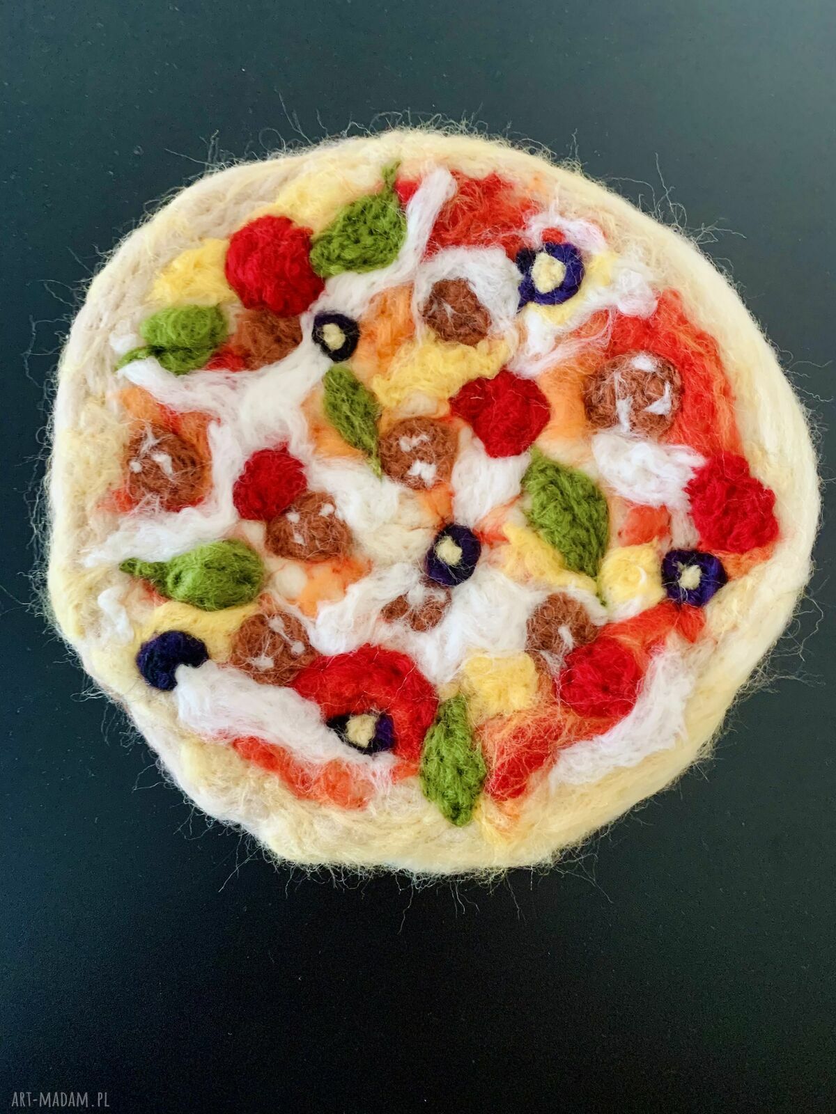 Pizza z filcu z wełny merino - ręcznie robiona zabawka
