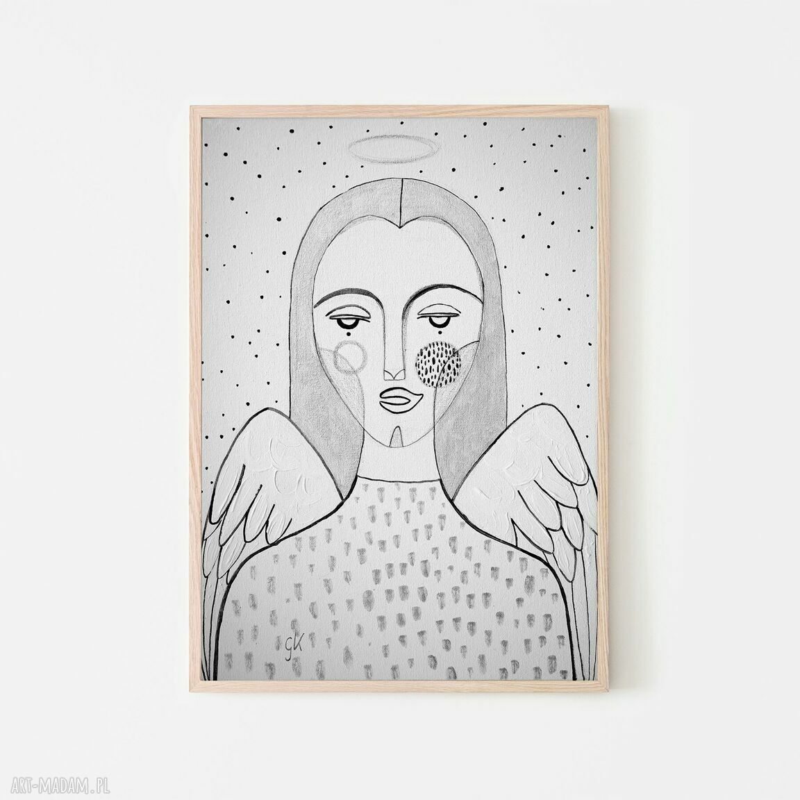 Plakat 30x40 cm z aniołem w szarości