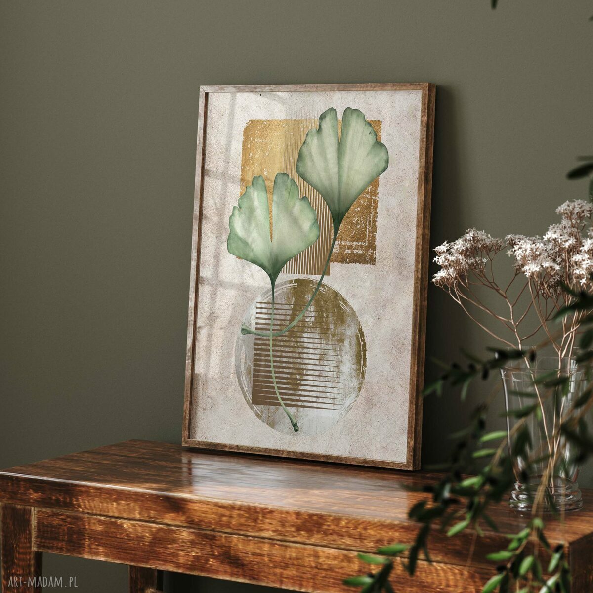 Plakat 40x50 cm - Abstrakcja liść miłorzębu
