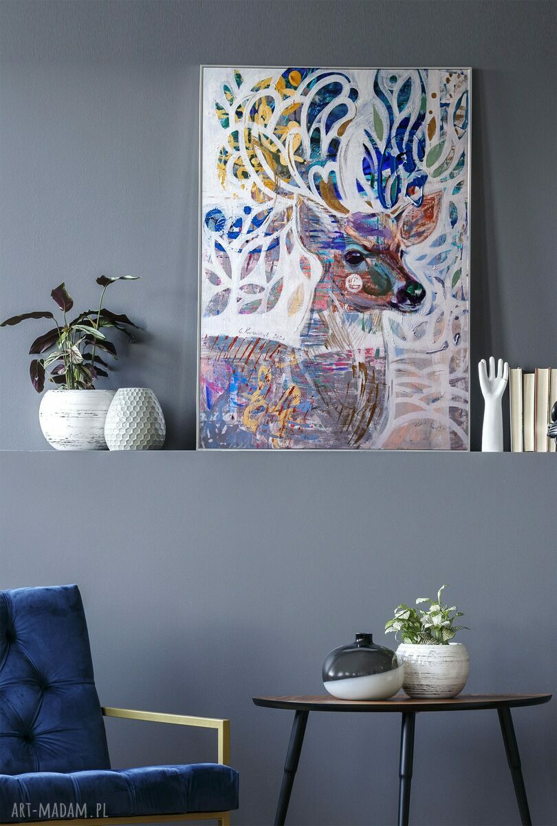 Plakat 40x50 cm Rogacz - grafika sarna i jeleń