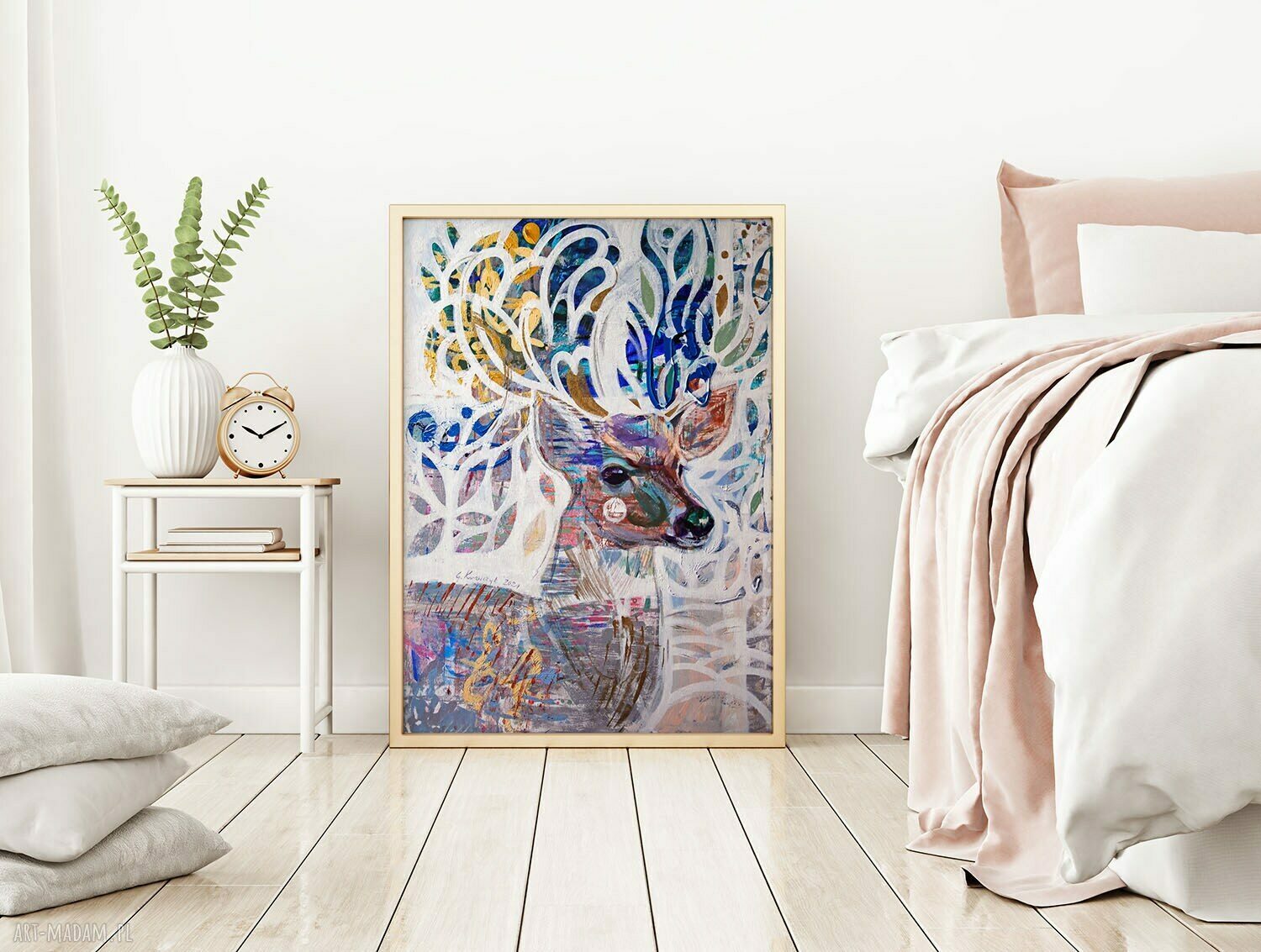 Plakat 40x50 cm Rogacz - grafika sarna i jeleń