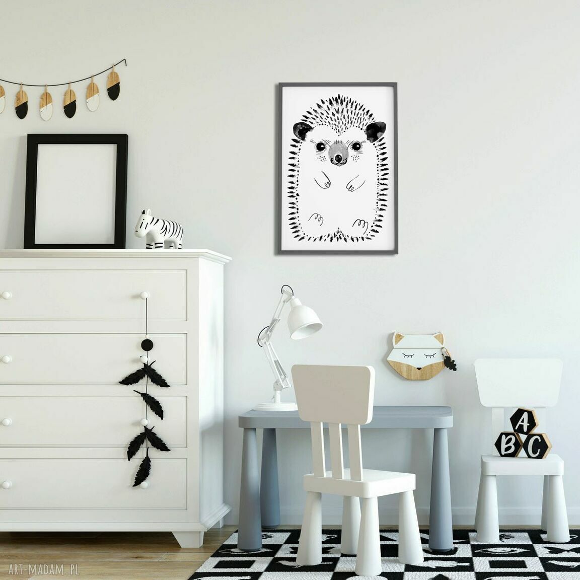 Plakat 50x70 cm - Jeżyk (czarno-biały)