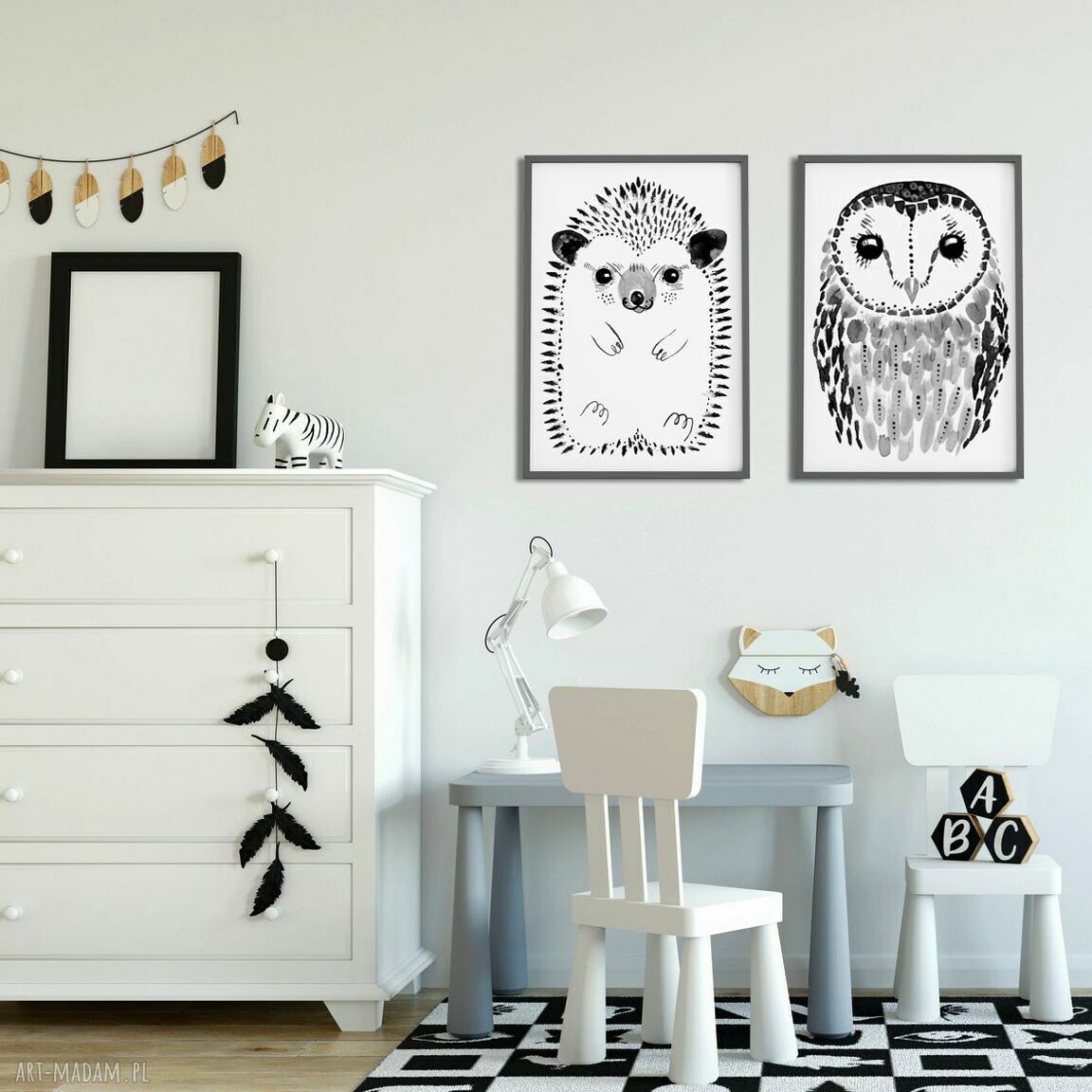 Plakat 50x70 cm - Jeżyk (czarno-biały)
