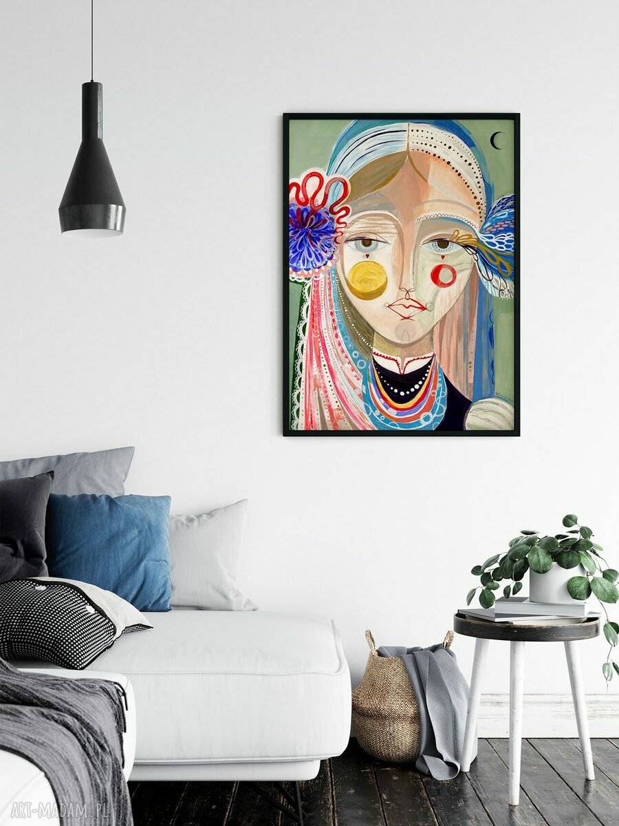 Plakat 50x70 „Dwa serduszka” - folkowy klimat do Twojego wnętrza