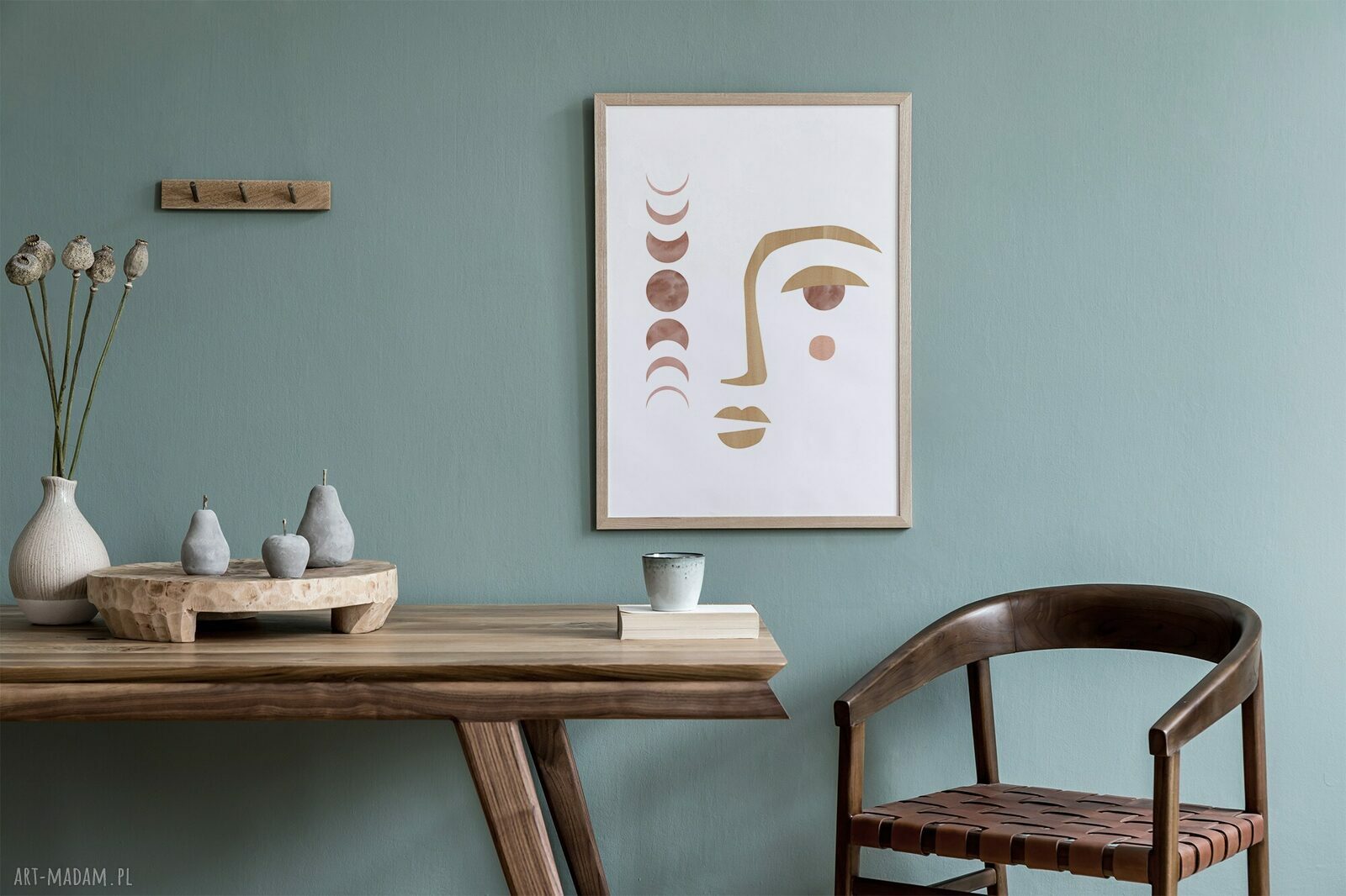 Plakat A2 - twarz boho z motywem księżyca