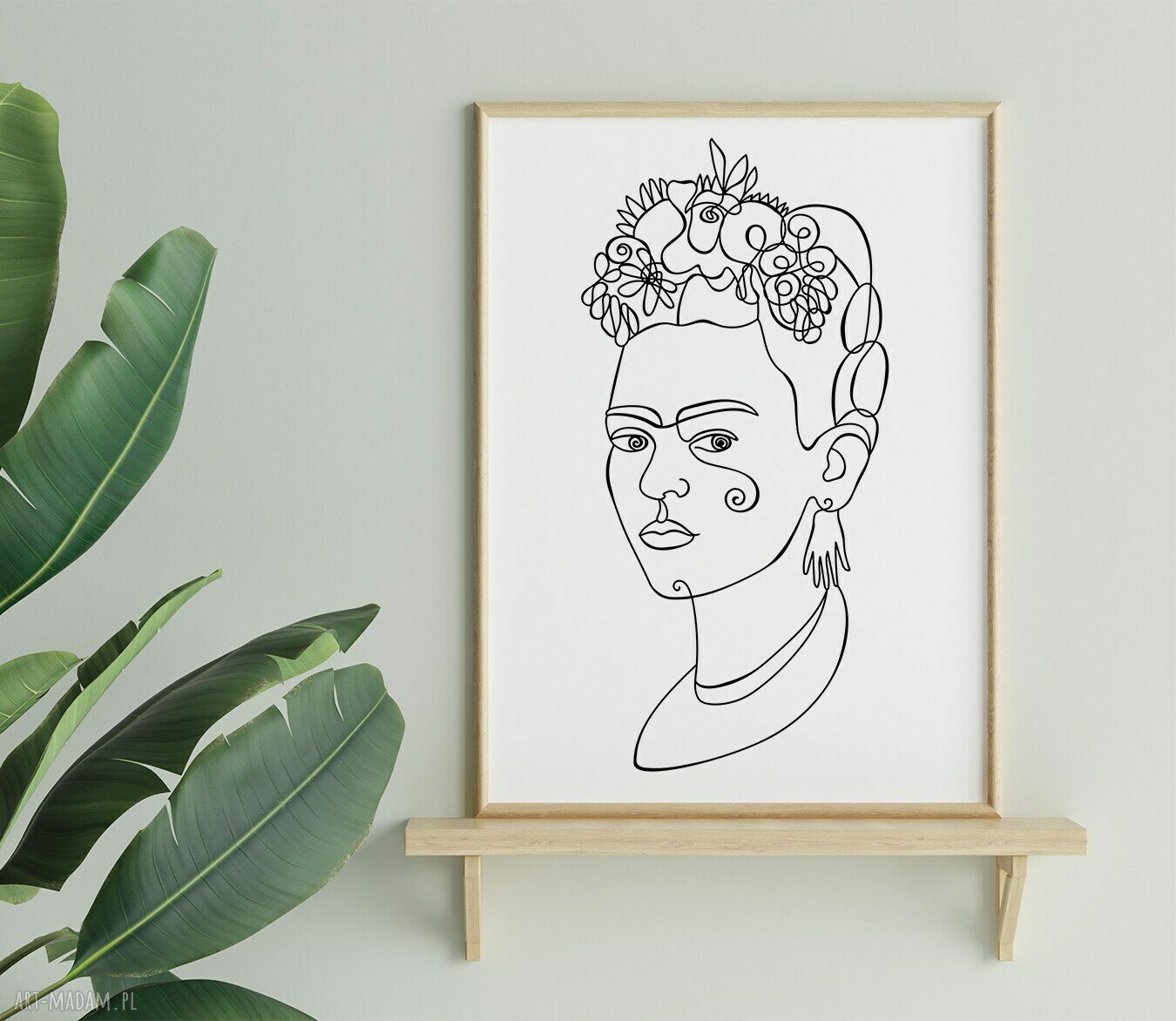 Plakat A3 Frida Kahlo w czarnej kresce line art