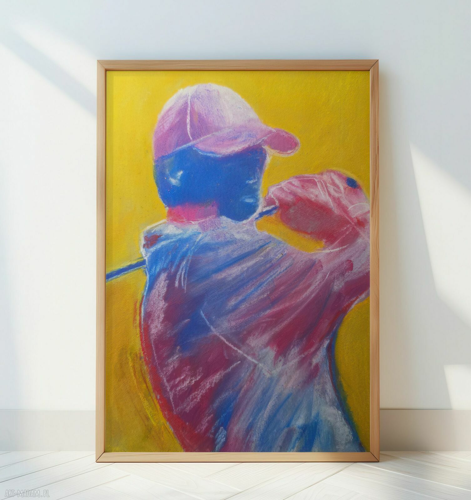 Plakat A3 Golfista - reprodukcja pasteli suchych na matowym papierze