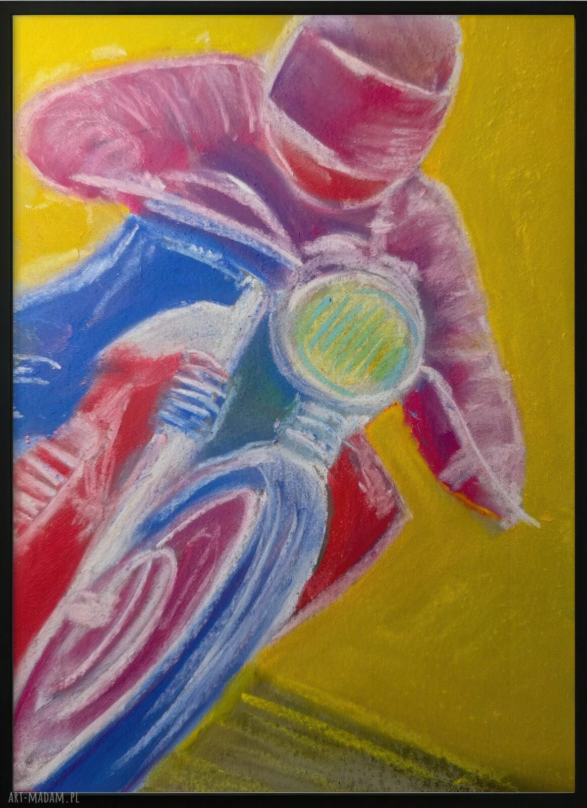 Plakat A3 Motocyklista - reprodukcja pasteli suchych Justyny Jaszke