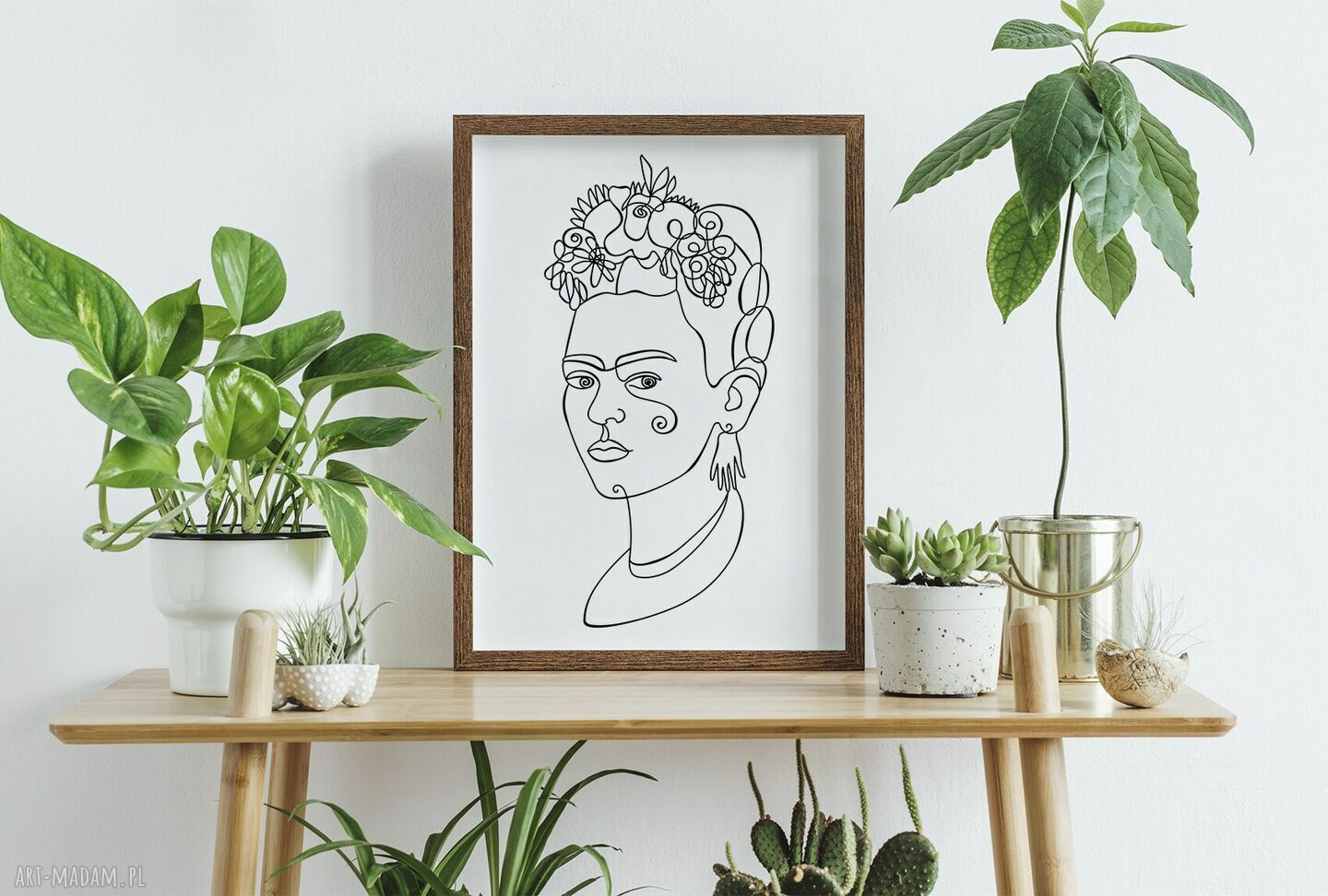 Plakat A4 Frida Kahlo „kreska 2” - czarno-biały minimalizm