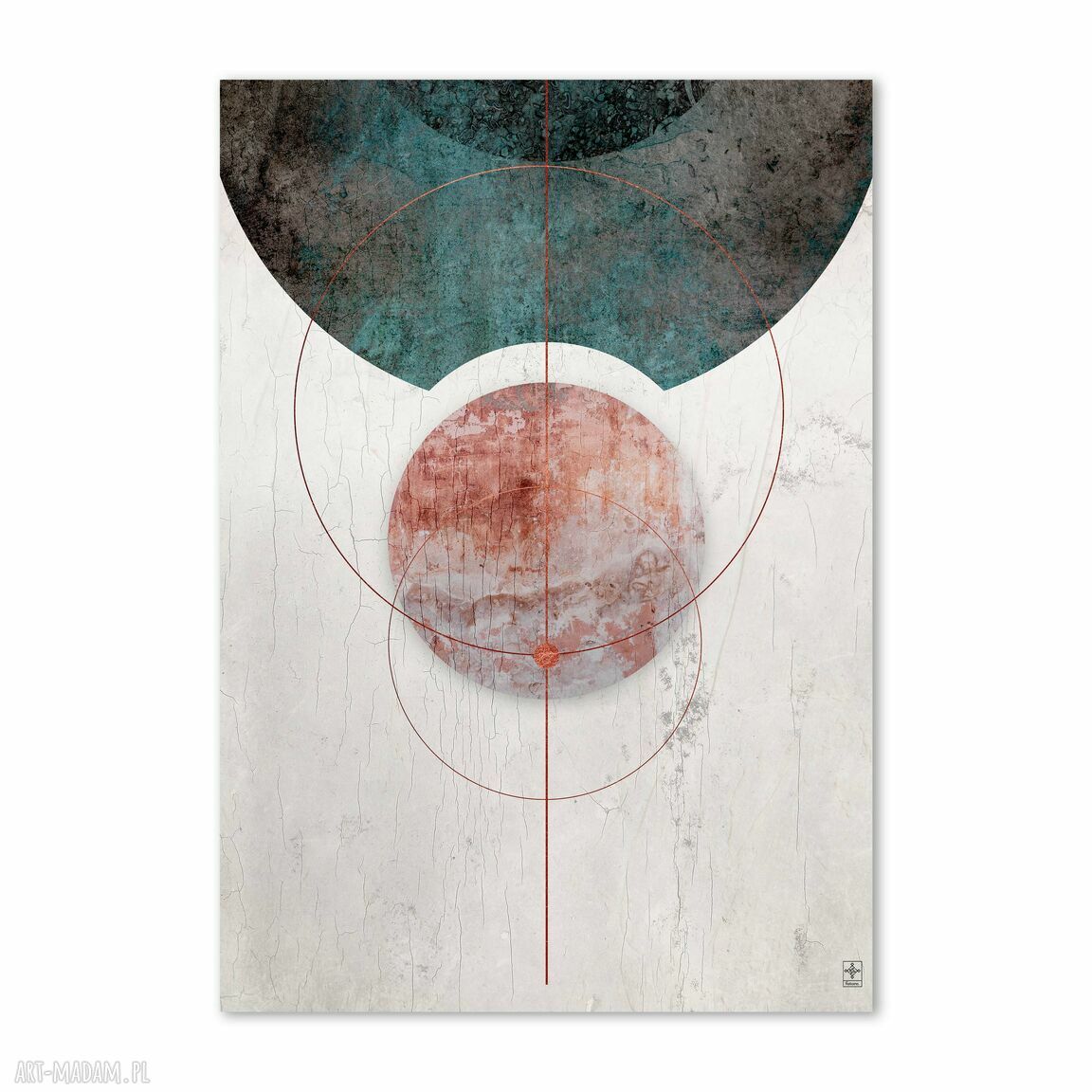 Plakat abstrakcja geometryczna 61x91 cm (GC -21 -1170) - turkus i szarości