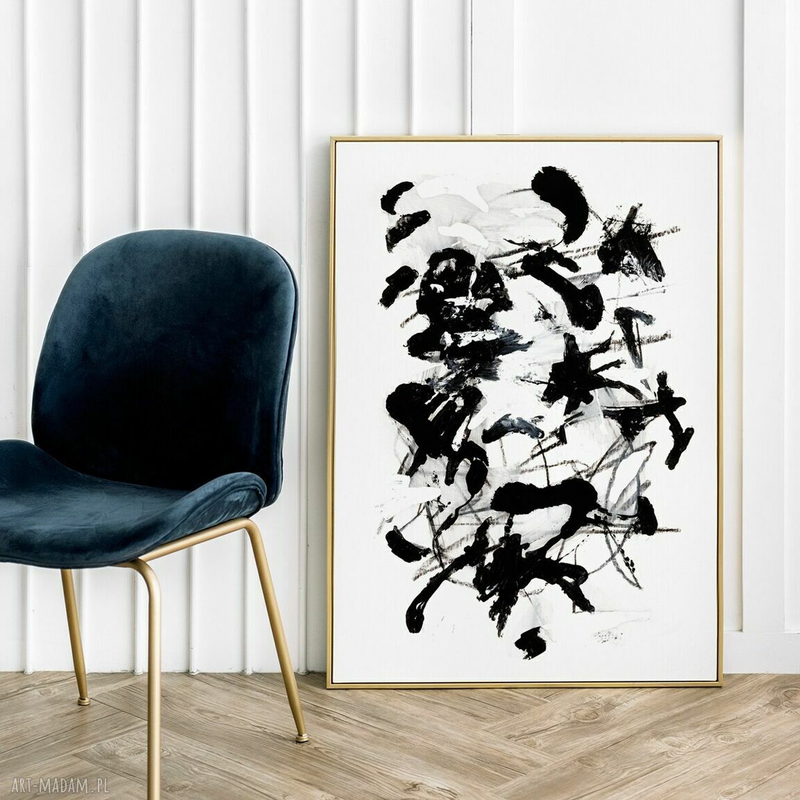 Czarno-biały plakat abstrakcja 40x50 cm - geometria do sypialni