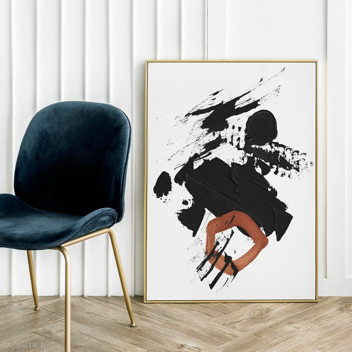 Plakat abstrakcja biało-czarna z bordo w formacie A4