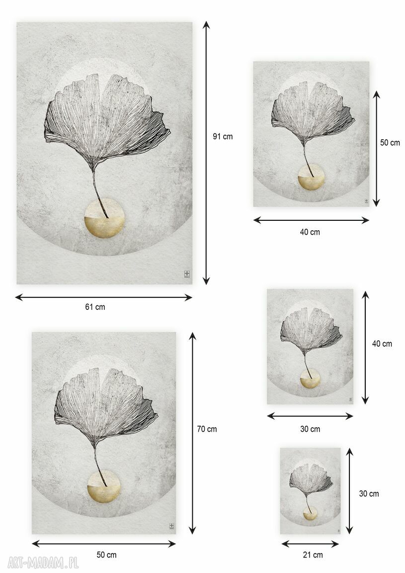 Plakat Abstrakcja z Liściem Miłorzębu 30x40 cm GC-21