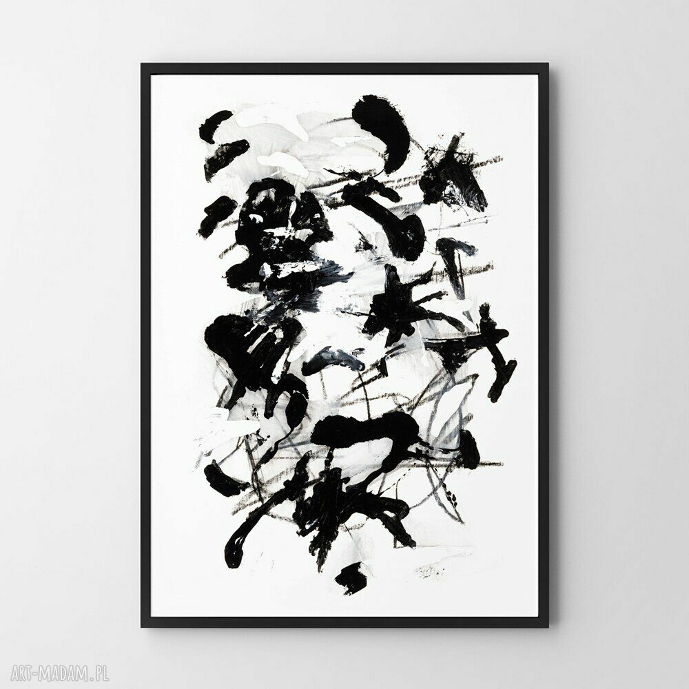Czarno-biały plakat abstrakcja 40x50 cm - geometria do sypialni