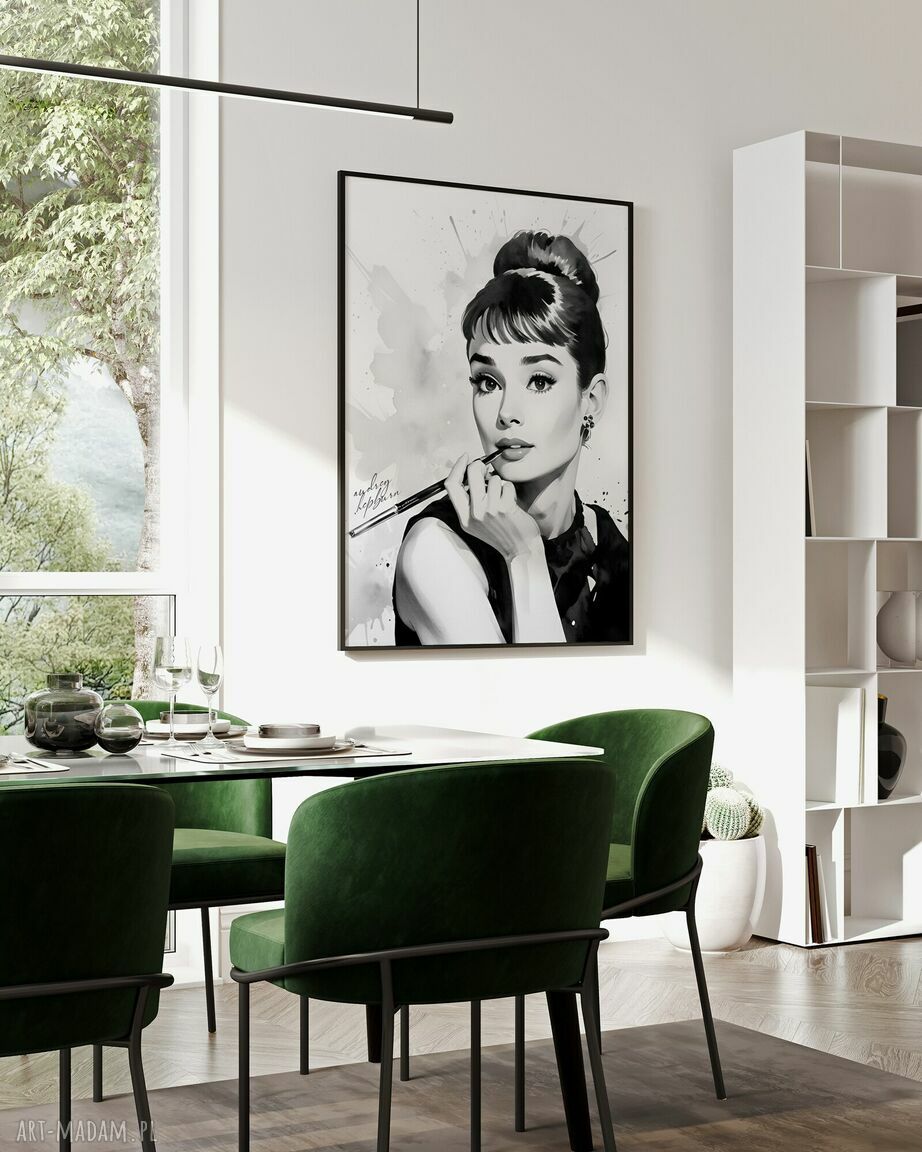 Plakat Audrey Hepburn biało-czarny w formacie A4