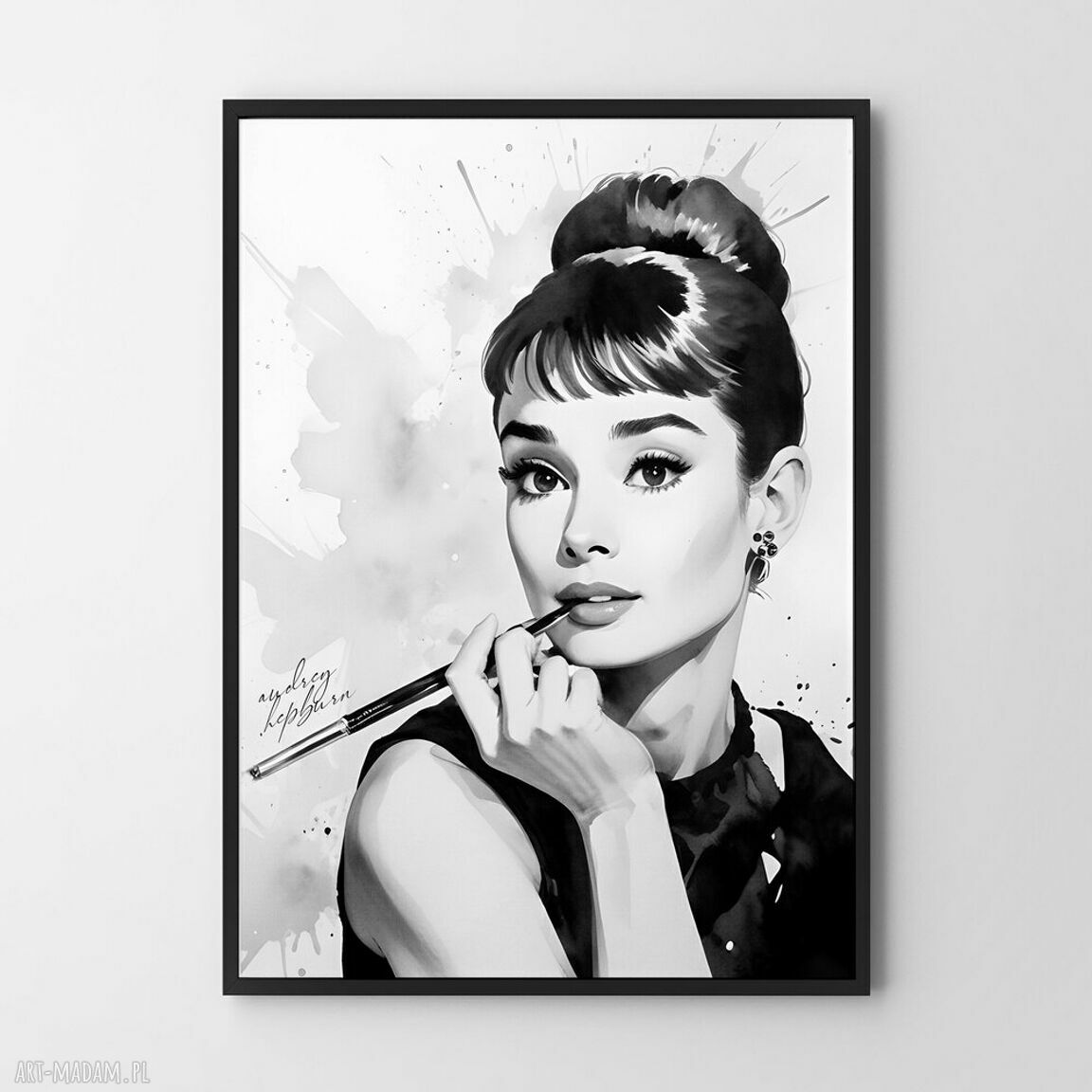 Plakat Audrey Hepburn biało-czarny 40x50 cm