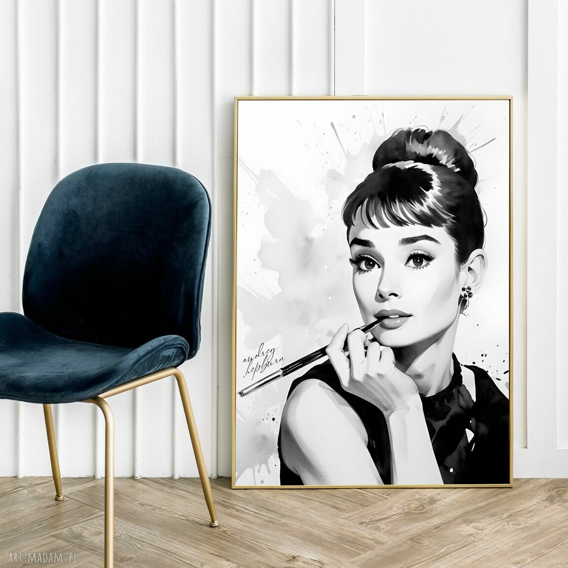 Plakat Audrey Hepburn biało-czarny 40x50 cm