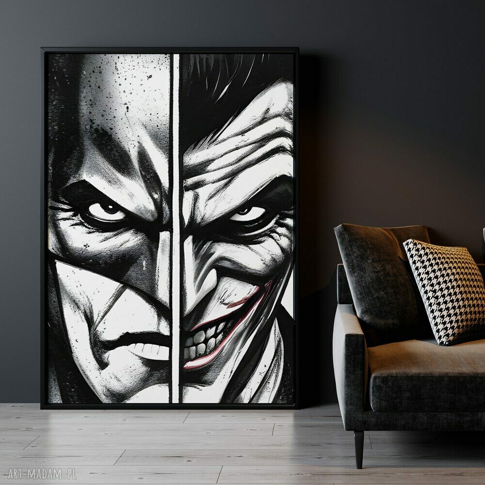 Plakat Batman i Joker Marvel 40x50 cm (czarno-biały)