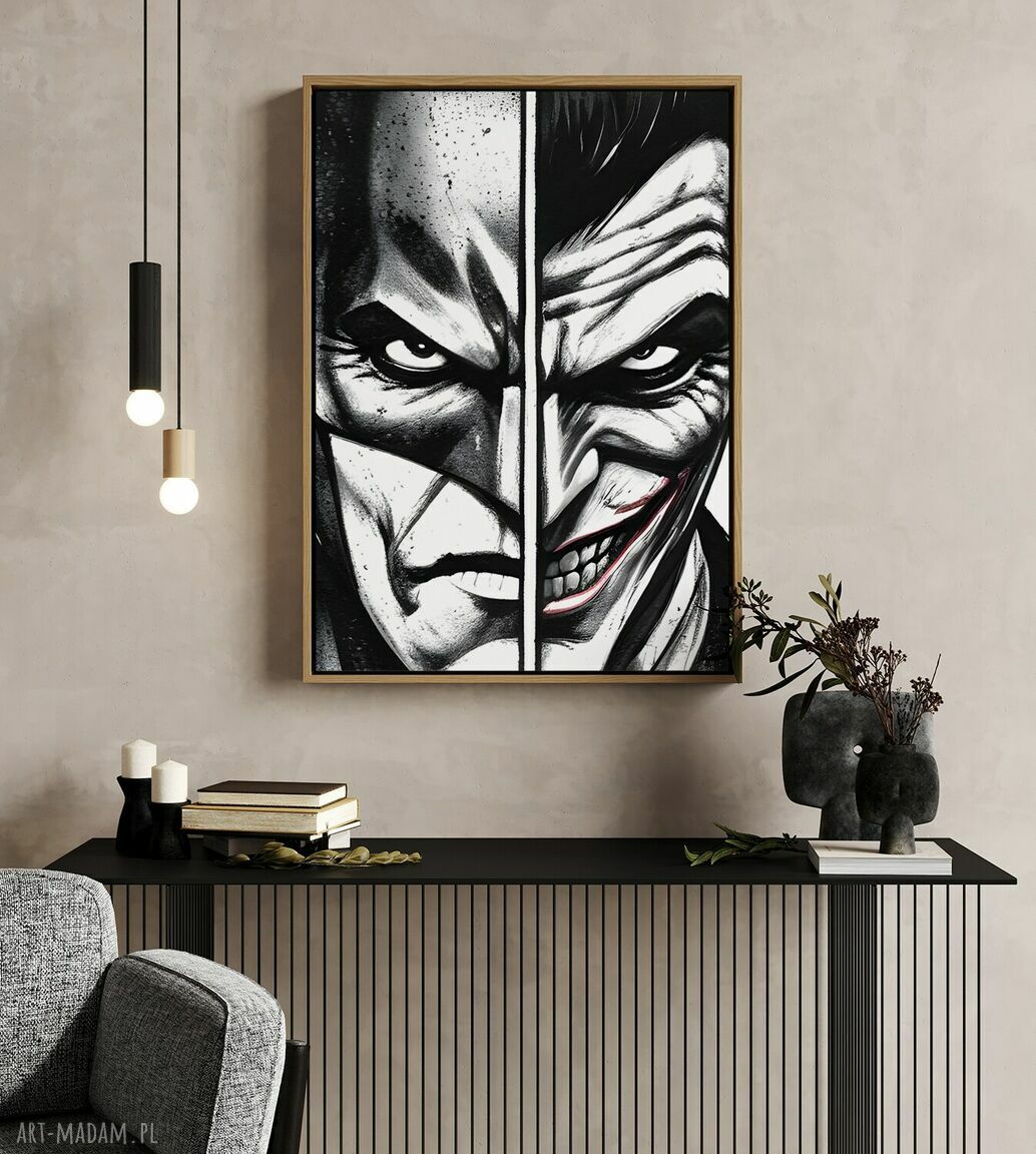 Plakat Batman i Joker - czarno-biały Hogstudio, format A4