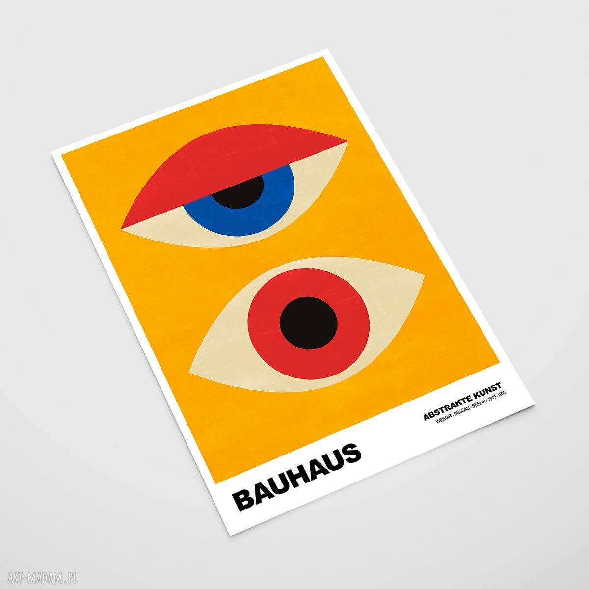 Plakat Bauhaus „oczy” A4 - żółty, kolorowy wzór do salonu