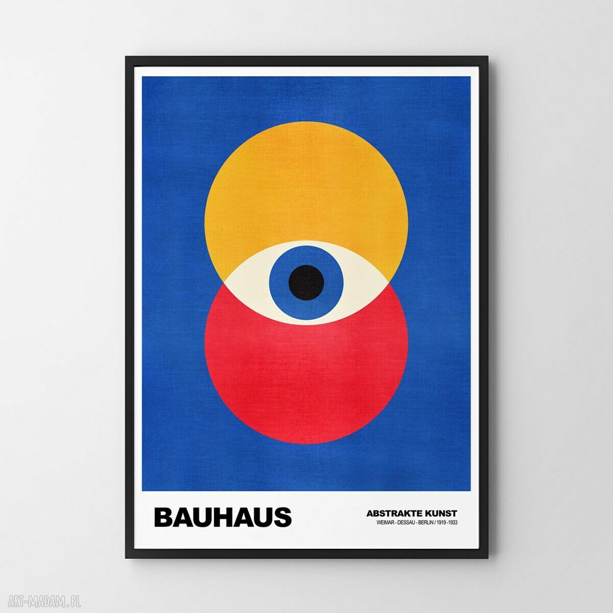 Plakat Bauhaus Niebieski w formacie A4 do nowoczesnego wnętrza