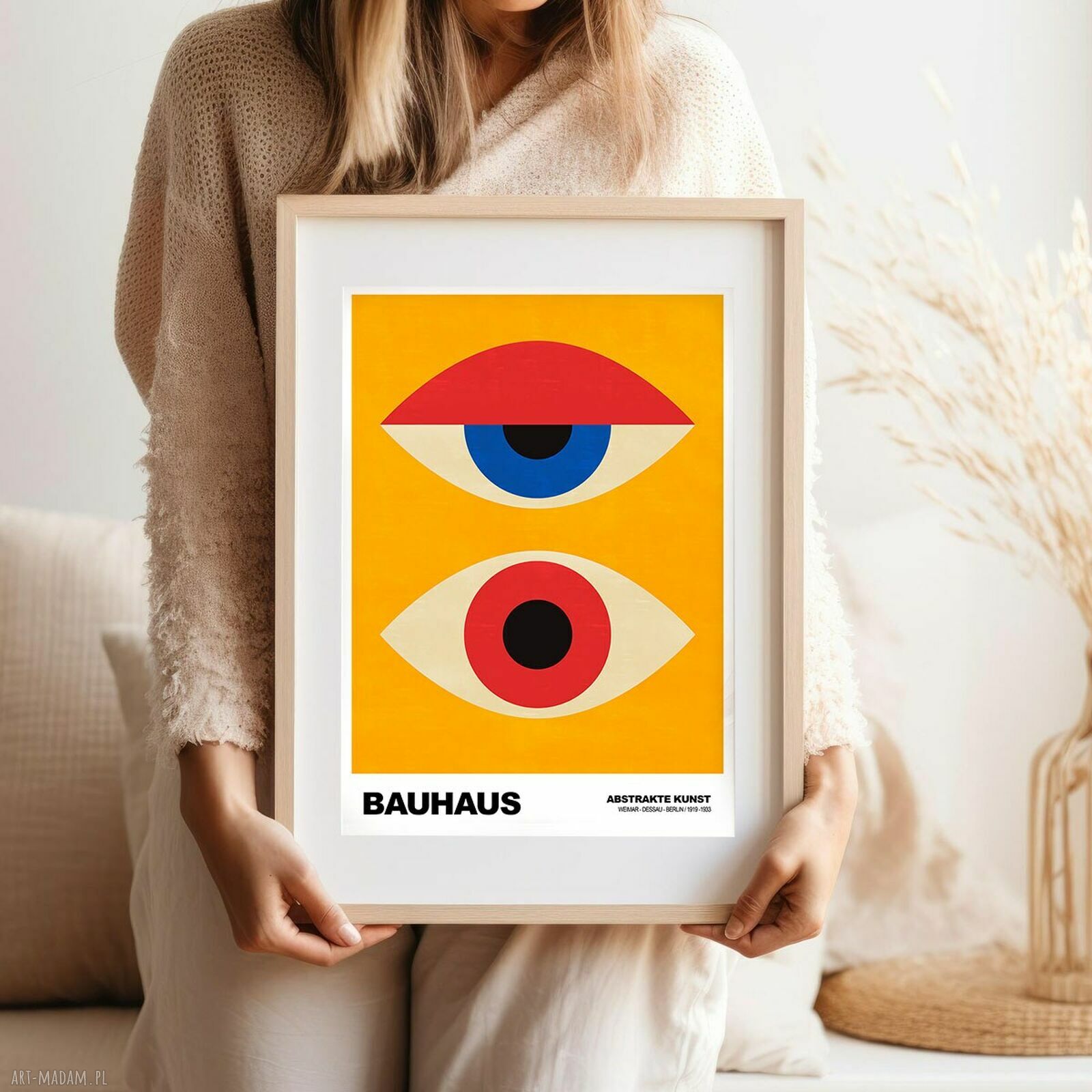 Plakat Bauhaus Oczy - format 40x50 cm żółty kolorowy