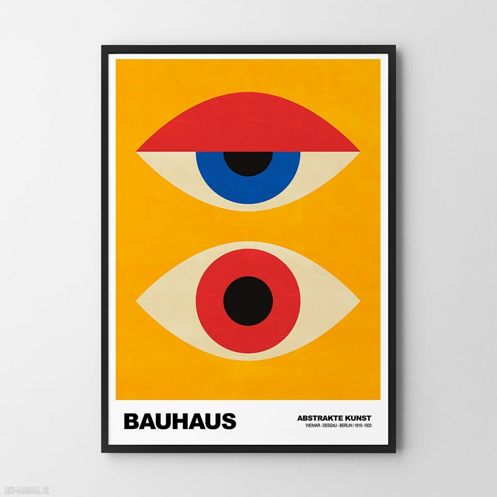 Plakat Bauhaus „oczy” A4 - żółty, kolorowy wzór do salonu