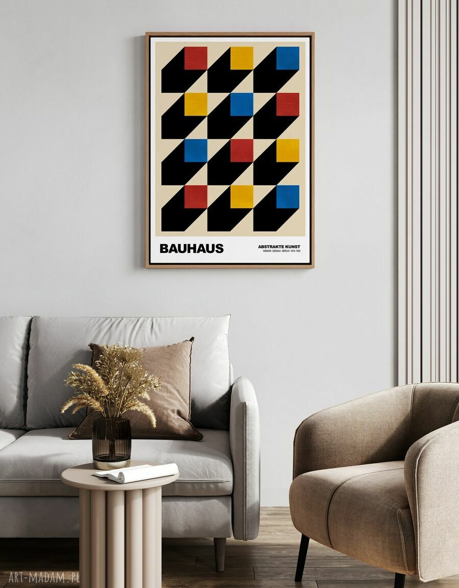 Plakat Bauhaus v2 w formacie A4 - kolorowy, geometryczny do salonu