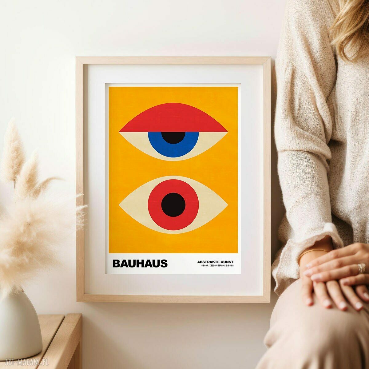 Plakat Bauhaus oczy - żółty kolorowy 30x40 cm
