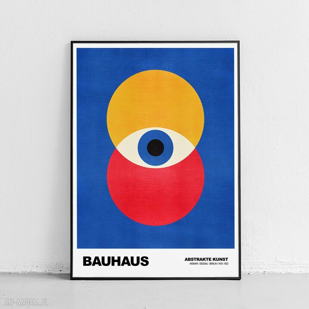 Plakat Bauhaus Niebieski w formacie A4 do nowoczesnego wnętrza
