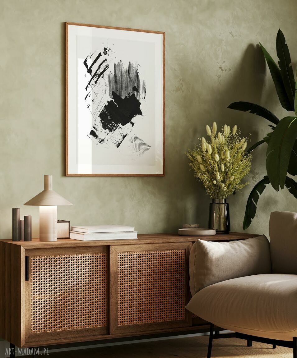Plakat biało-czarna abstrakcja 50x70 cm Hogstudio - mazy do salonu