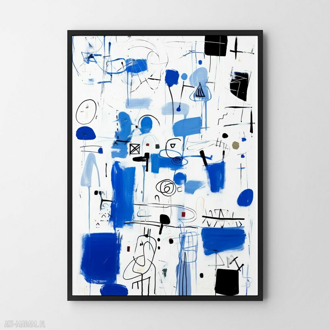 Plakat biało-niebieska abstrakcja 61x91 cm - spokojny klimat do sypialni
