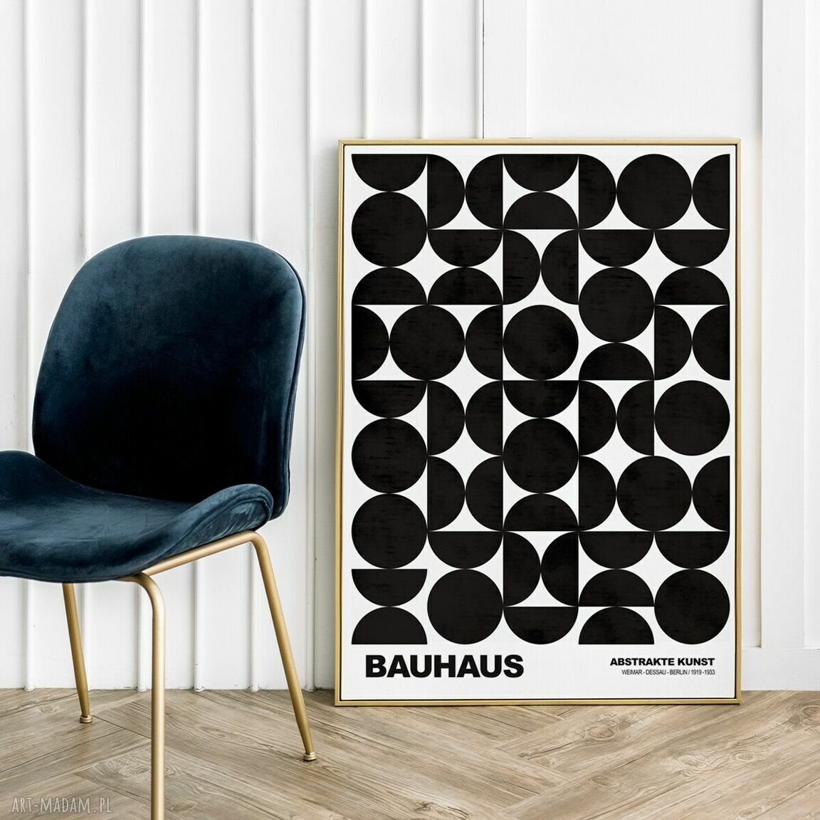 Plakat biało-czarny Bauhaus geometria - format 30x40 cm
