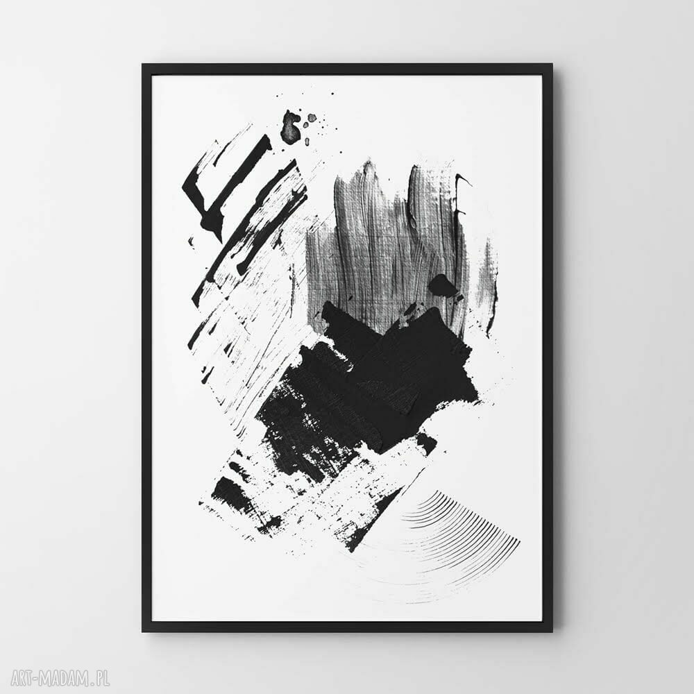 Plakat biało-czarna abstrakcja 50x70 cm Hogstudio - mazy do salonu