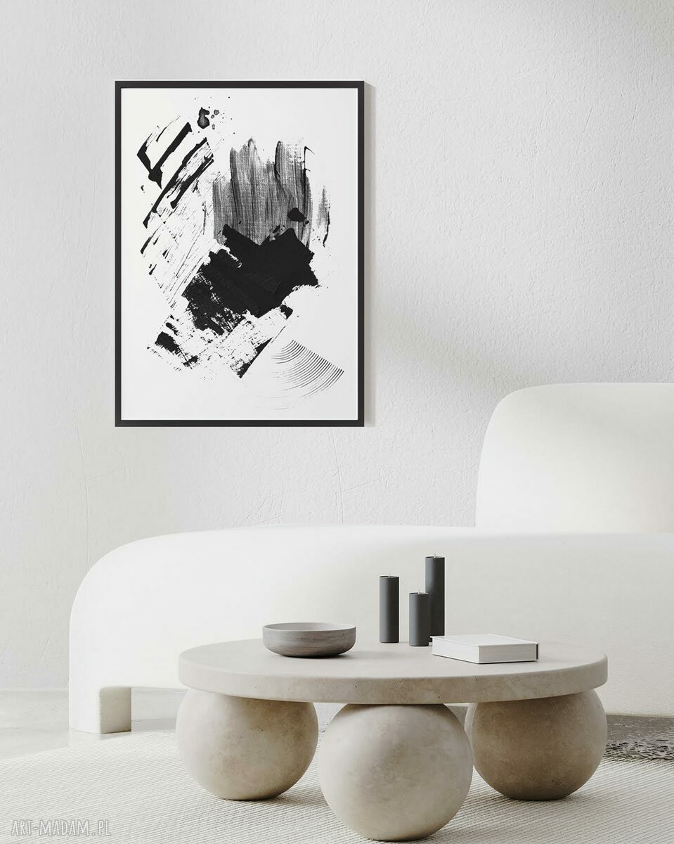 Plakat biało-czarna abstrakcja 40x50 cm - minimalistyczny akcent do Twojego wnętrza