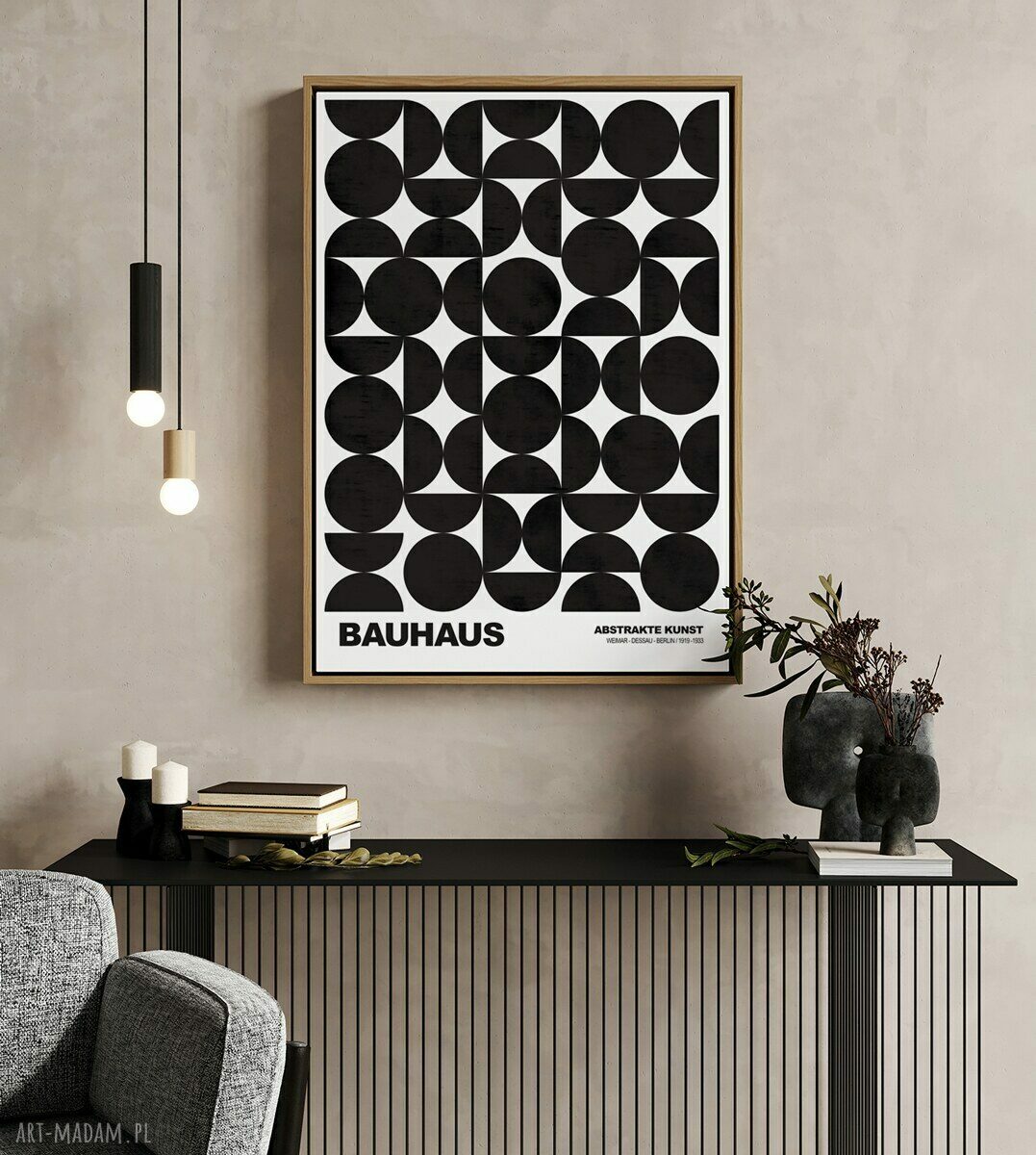 Plakat biało-czarny Bauhaus - geometria, format 61x91 cm