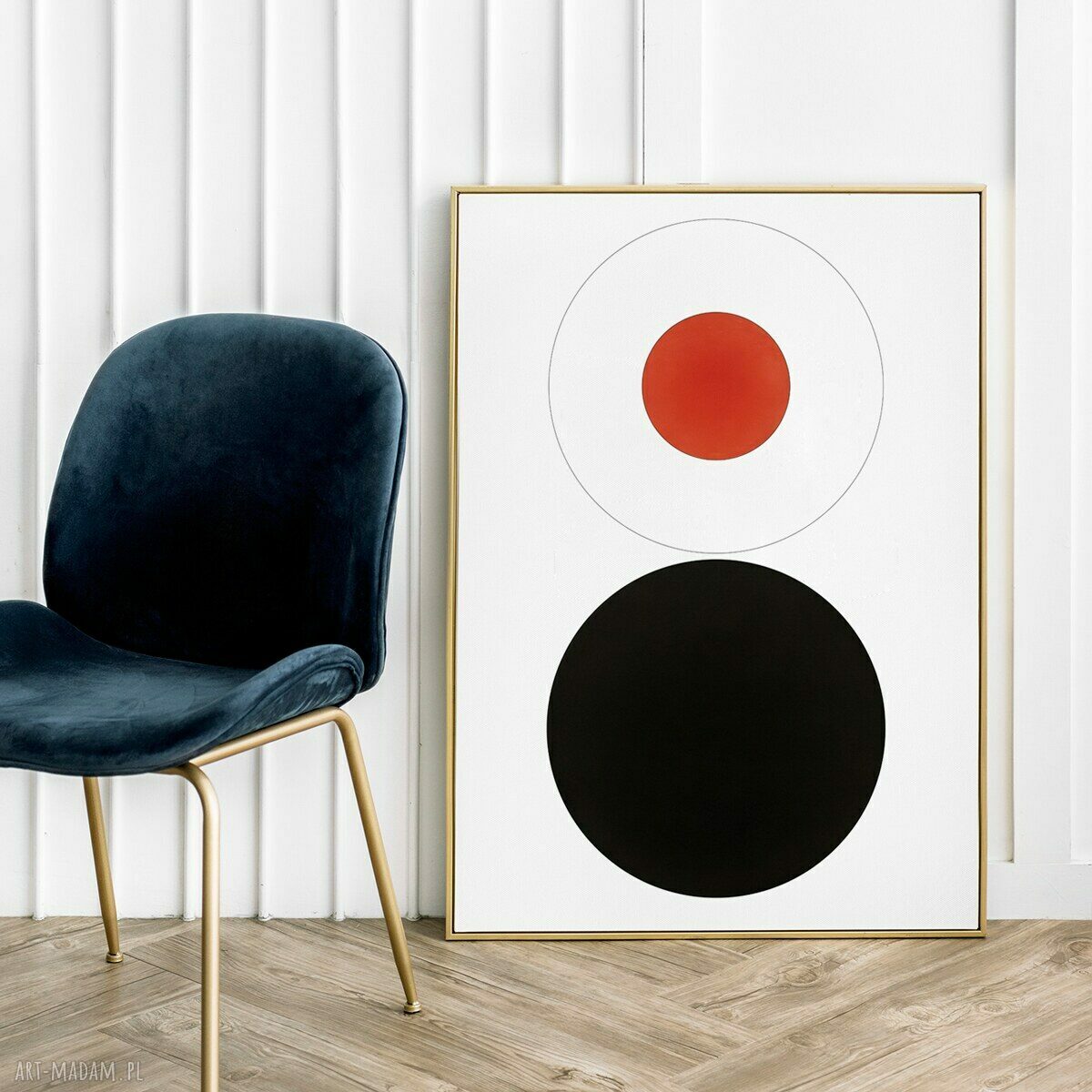 Minimalistyczny plakat koła 30x40 cm - black-red-white