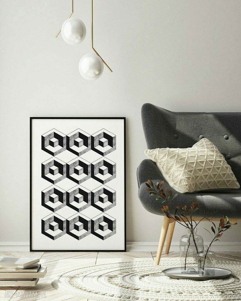 Plakat Black Pattern 50x70 cm - czarna geometria w Twoim wnętrzu
