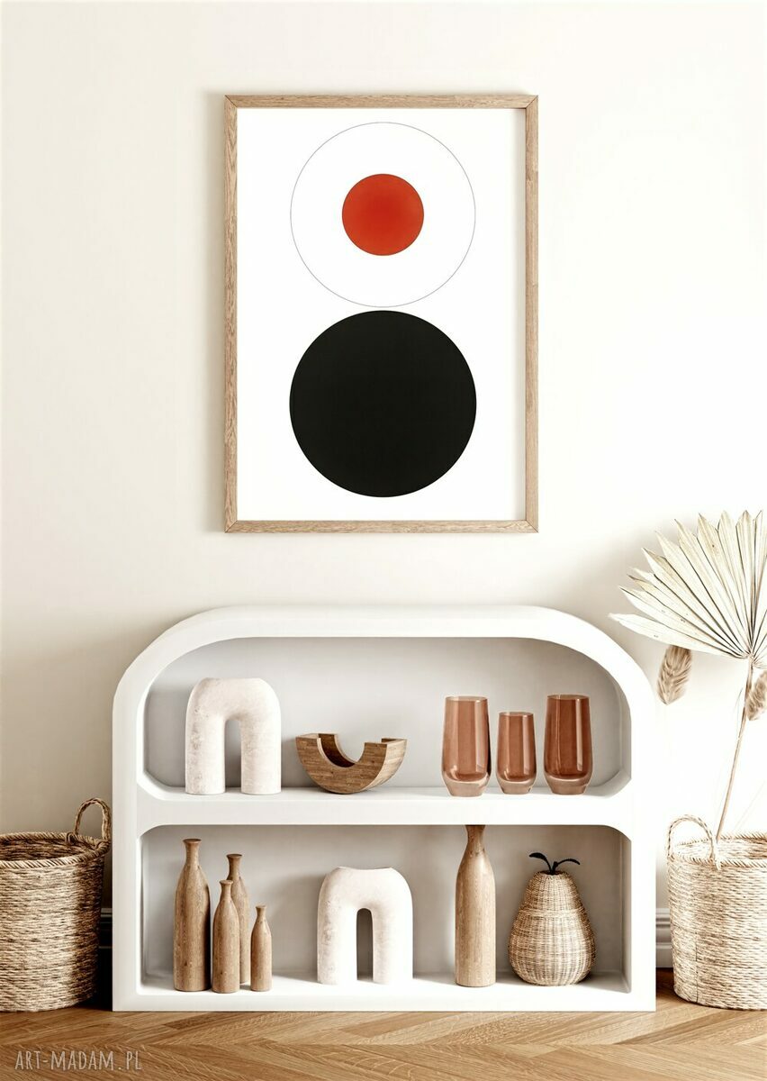 Minimalistyczny plakat koła 30x40 cm - black-red-white