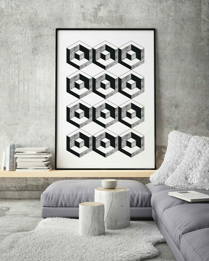 Plakat Black Pattern 50x70 cm - czarna geometria w Twoim wnętrzu