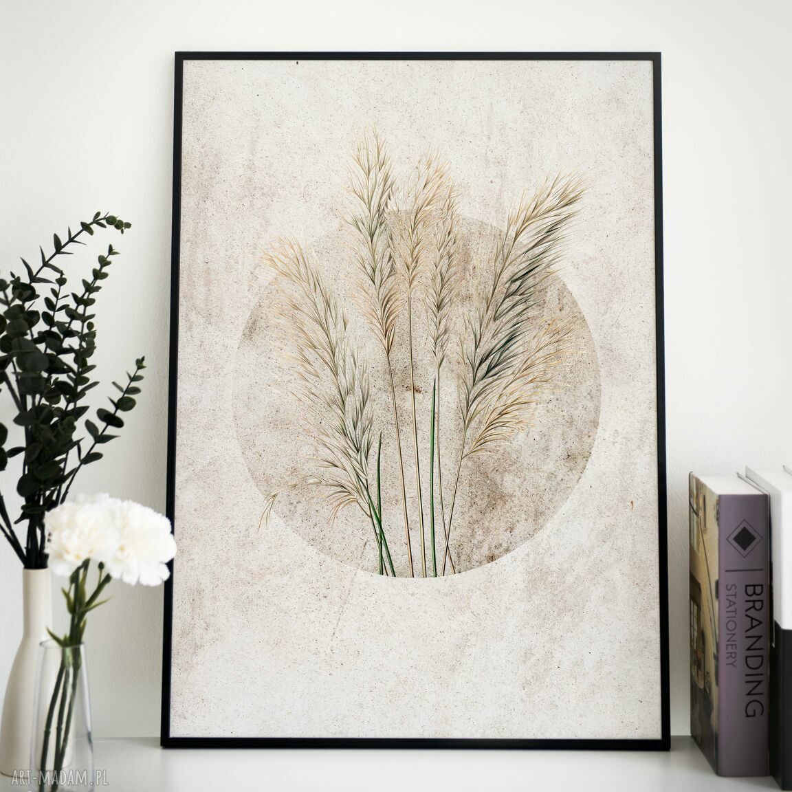 Plakat Boho z Trawami 50x70 cm (2-0152) - elegancki Japandi