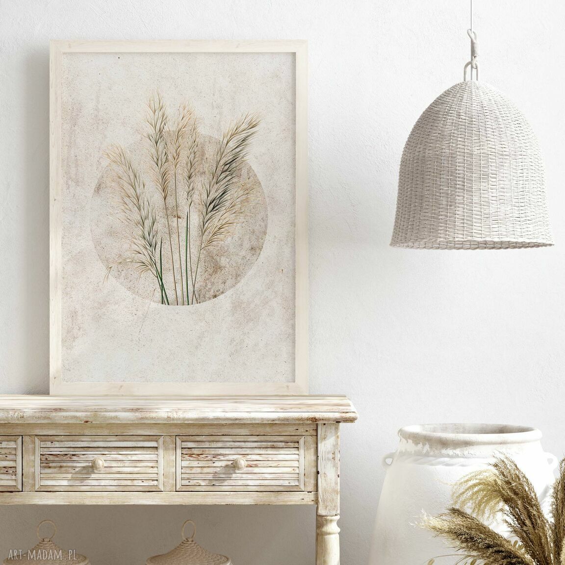 Plakat Boho z Trawami 40x50 cm - przytulna natura do Twojego wnętrza