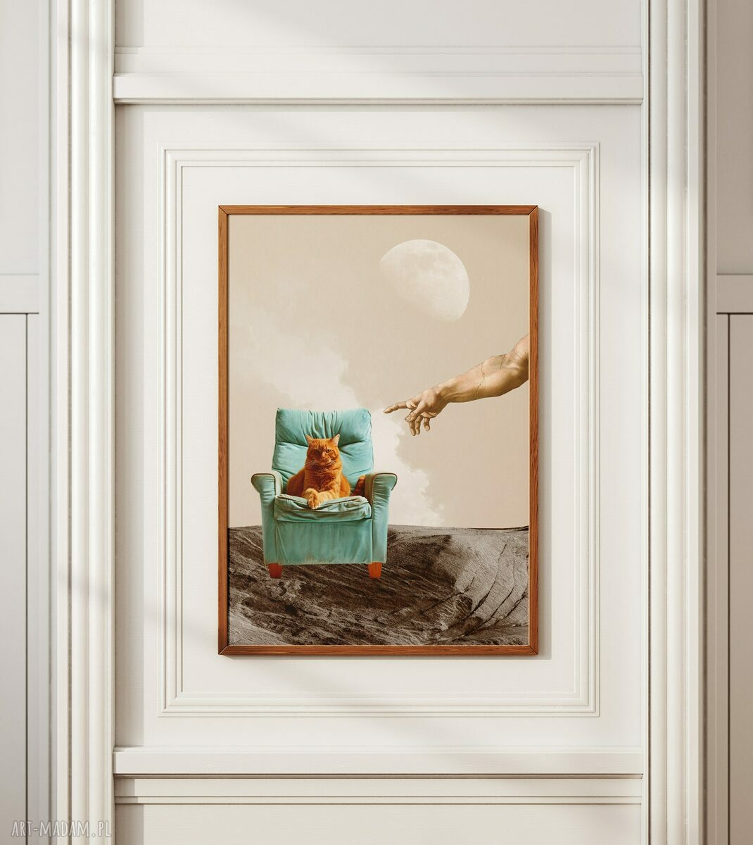 Plakat Boski Kot 50x70cm - kolaż z humorem dla miłośniczki kotów