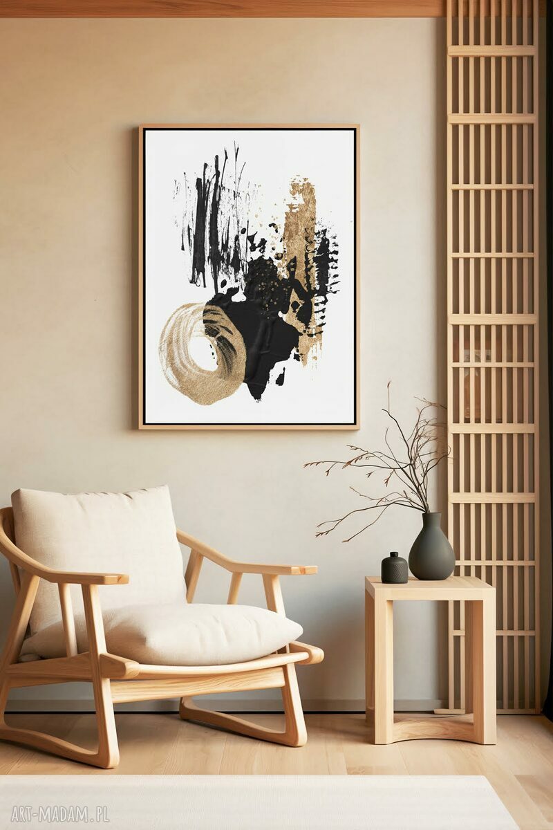 Plakat Brudne Złoto 61x91 cm - modna abstrakcja biało-czarna do salonu