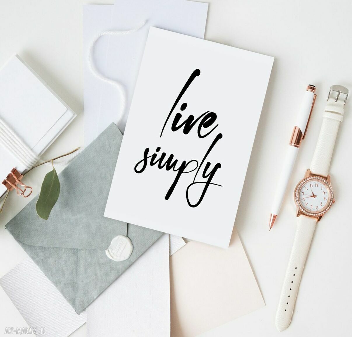 Plakat cytat "Live simply" 30x40 cm - spokojny akcent we wnętrzu