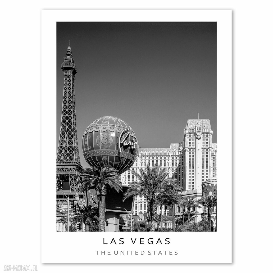 Plakat czarno-biały Las Vegas 40x50 cm (8-2-0012)