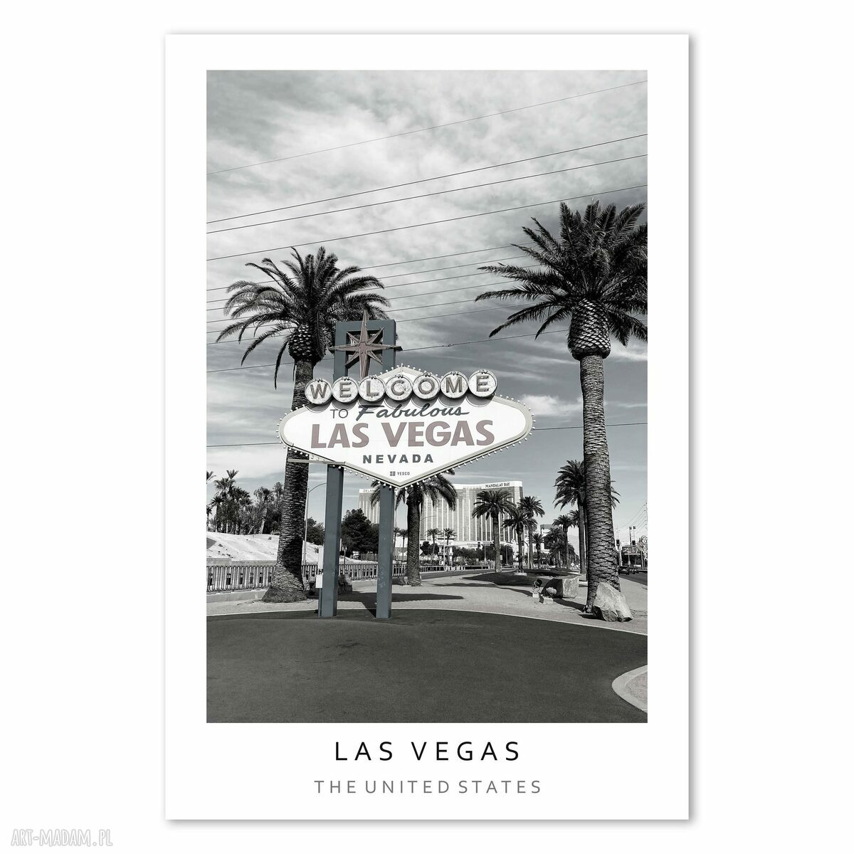 Plakat czarno-biały Las Vegas 40x50 cm